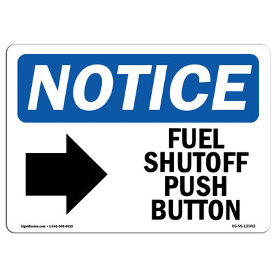 Fuel Shutoff Push Buttonright Arrow Sign