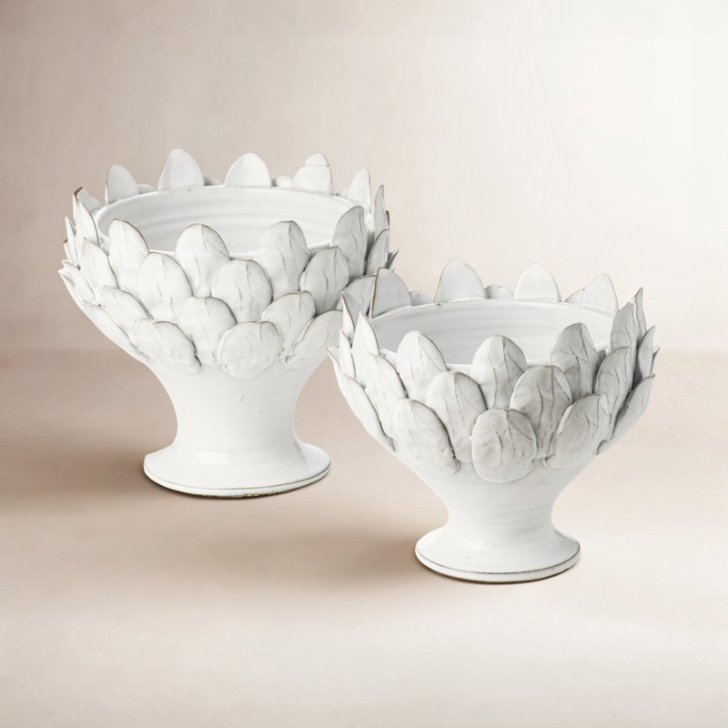Gathered Garden Ceramic Statue Planter, White, 10" H x 12" W x 12" D