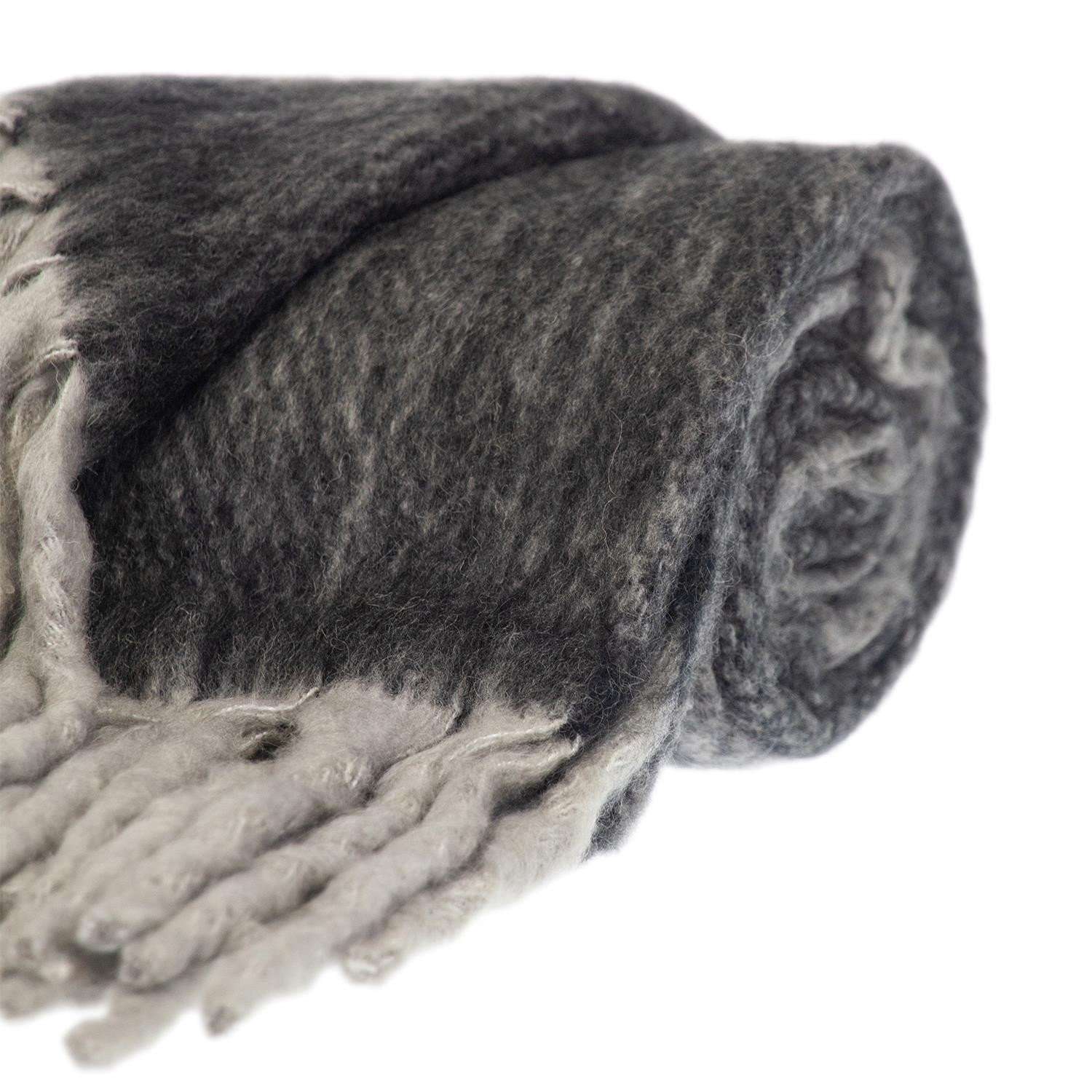 Ixia Knit Wool Blend Throw Blanket, Black