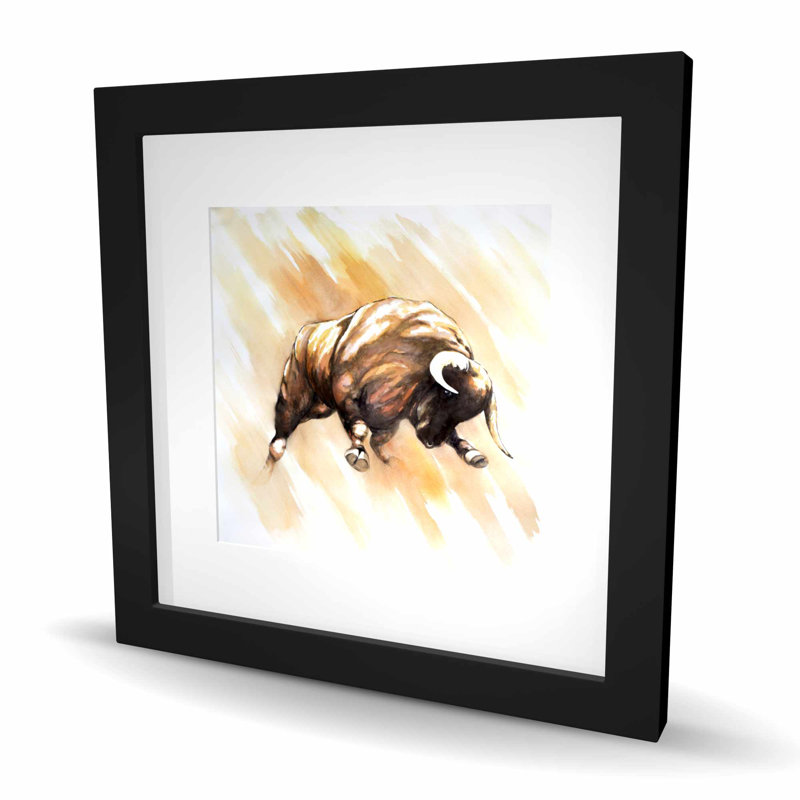 Bull to Attack - Rustic Bedroom Framed Matted Print Decor