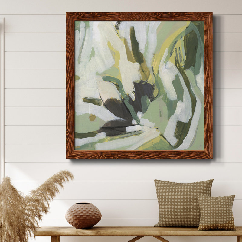 Toile encadrée Electric Lichen III-Premium - prête à être accrochée, H 17 po x l 17 po x P 1,5 po, Érable encadré