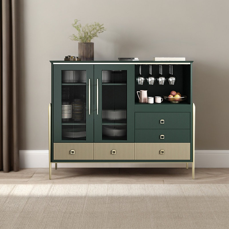 Buffet en bois massif clair de luxe 51,1 po, Vert