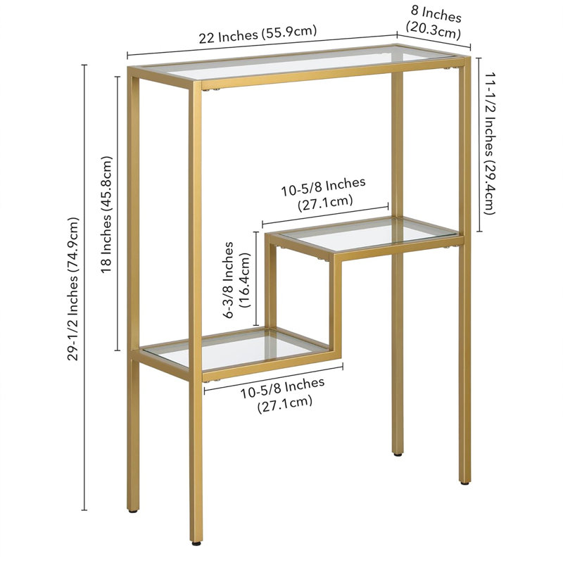 Modern Brass Rectangular Console Table For Entryway, Living Room, Or Hallway Accent