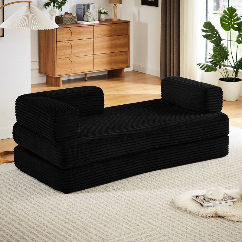 - Canapé 2 places en velours côtelé noir désossé pour le salon, modulaire moderne, appartement multifonctionnel, confort, utilisation instantanée, sans assemblage, modulaire avec