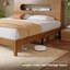 Lit plateforme en bois massif avec tête de lit à DEL et rangement USB - Double / Grand / Très grand, Naturel / Brun-1599860183-1599860176