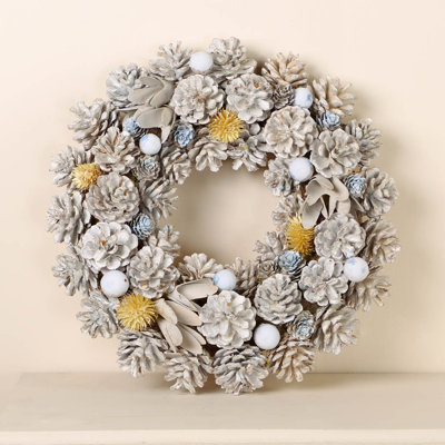 Handcrafted Faux Pinecones 36cm Wreath
