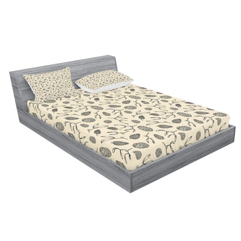 Microfiber Floral Sheet Set, Queen Sheet Set with Fitted Sheet