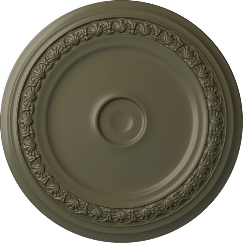 Médaillon de plafond Endurathane Oakleaf, 29 1/8 po de diamètre x 3 5/8 po x P 1 po (convient aux auvents jusqu'à 6 1/4 po), fini or vert peint à la main