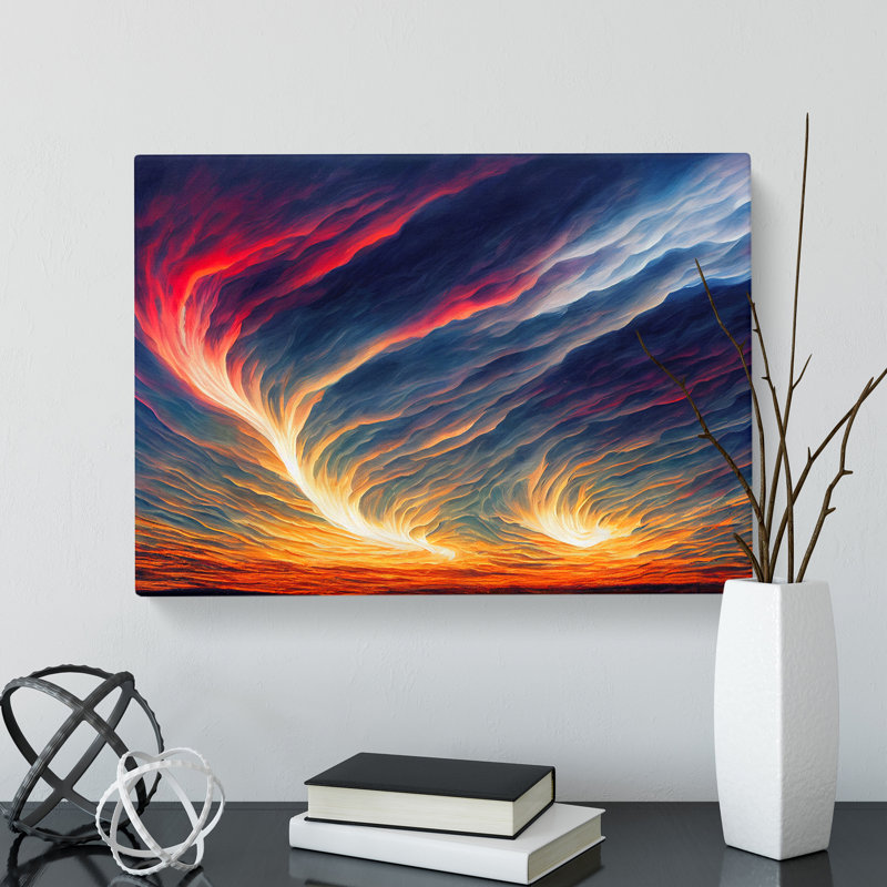 Flaming Cloudy Sky - Wrapped Canvas, 35cm H x 50cm W x 3cm D
