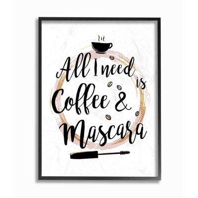 « café et mascara mode motif rose or word », art textuel