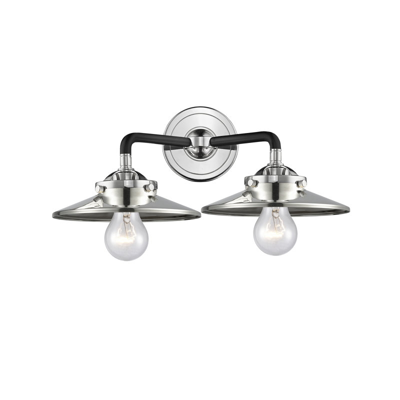 Éclairage pour salle de bain 2 lumières Gault, Incandescent, Nickel poli noir, Nickel poli