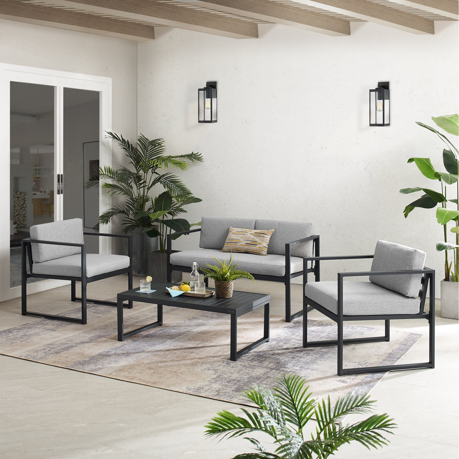 Everleigh 4 - Person Patio Conversation Set with Cushions