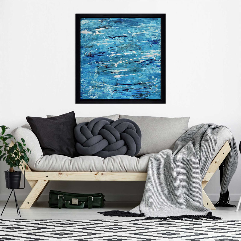 «Blue Maze (Hort)» par Cassie Studios - reproduction imprimée, H 25,5 po x l 25,5 po x P 1 po, Cadre noir