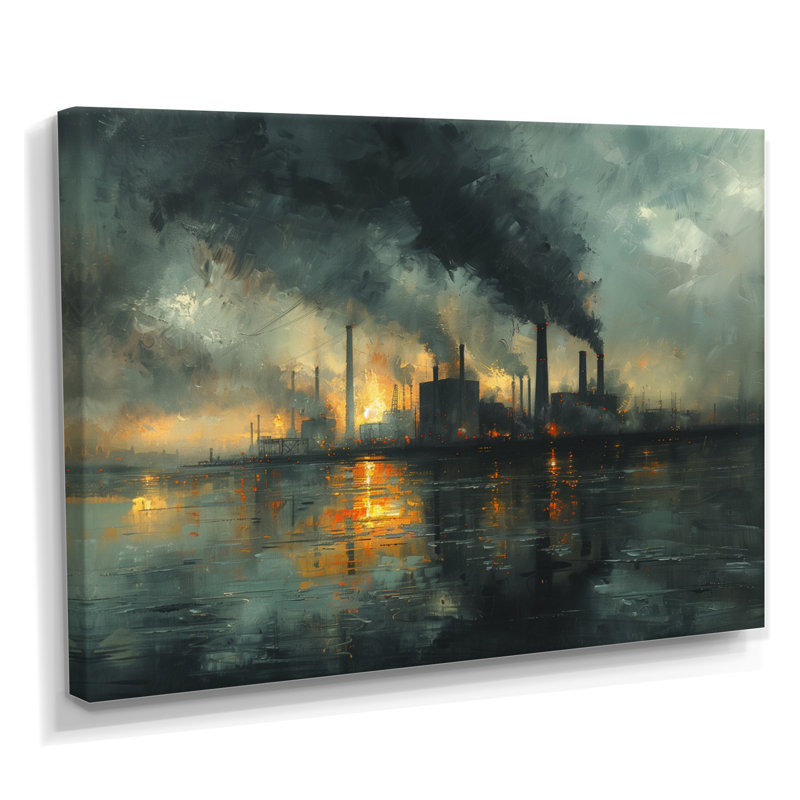 Reproduction d'art mural gris et charbon II - centrale électrique, Toile tendue, H 24 po x l 32 po x P 1 po