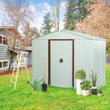 Remise de rangement extérieure en métal 6 pi x 5 pi avec base en métal, blanc