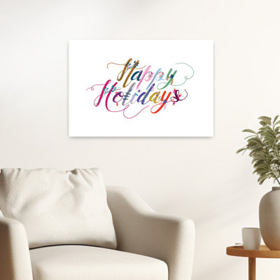 Boho «Happy Holidays II», art contemporain des fleurs d'hiver