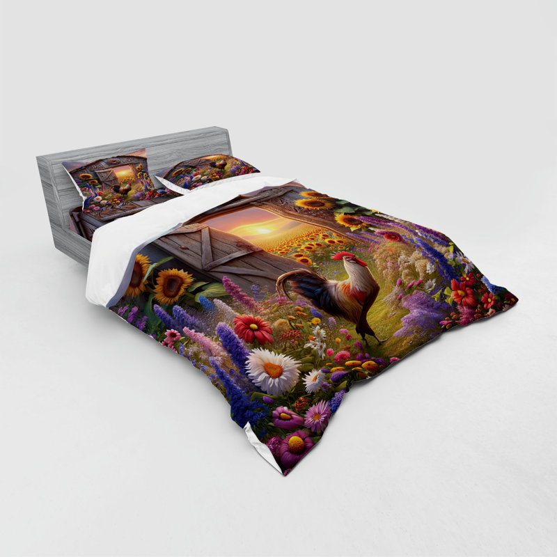 Ensemble de literie rustique Ambesonne et taupe mauve multicolore, Housse de couette grand + 3 pièces supplémentair