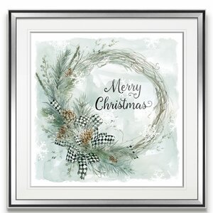 The Holiday Aisle® Merry Christmas Pine Wreath Textual Art & Reviews ...