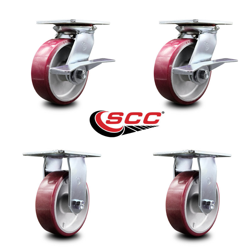 4 Piece Polyurethane on Aluminum Caster Set