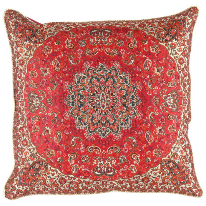 Coussin persan en soie 20 po, Cachemire rouge