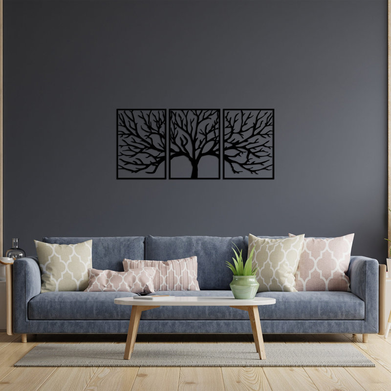 Accessoire mural décoratif en métal, H 28,7 po x l 20,9 po x P 0,6 po, Noir