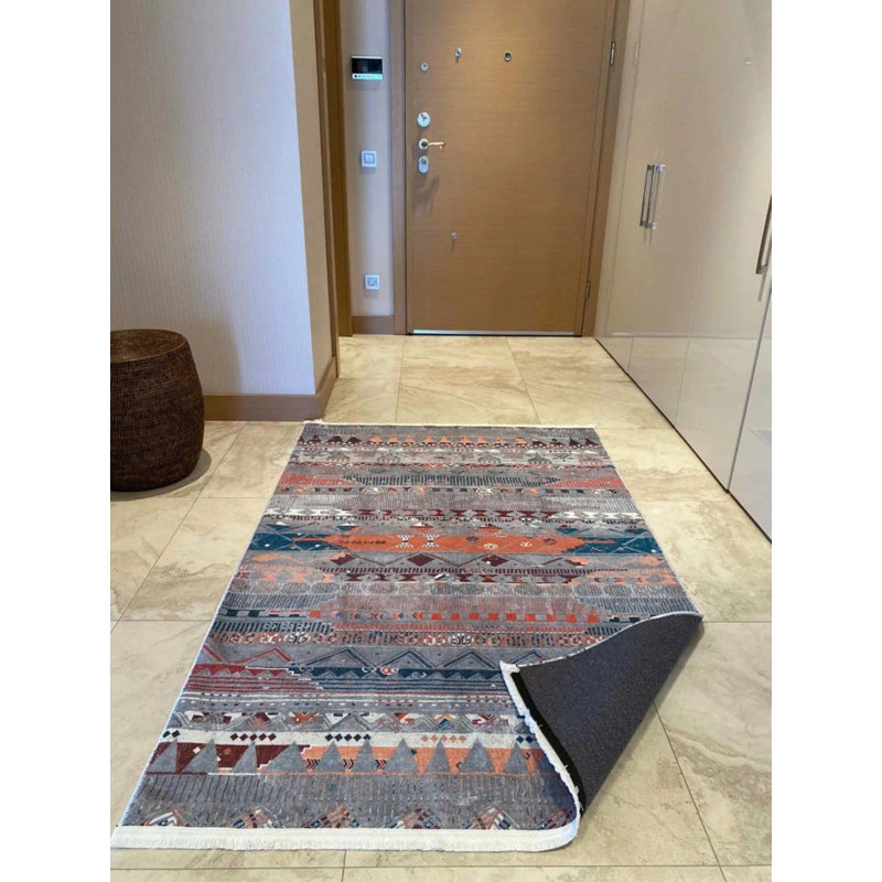 Tapis en coton avec envers antidérapant Lanney, Rectangle 2 pi 7 po x 16 pi 5 po