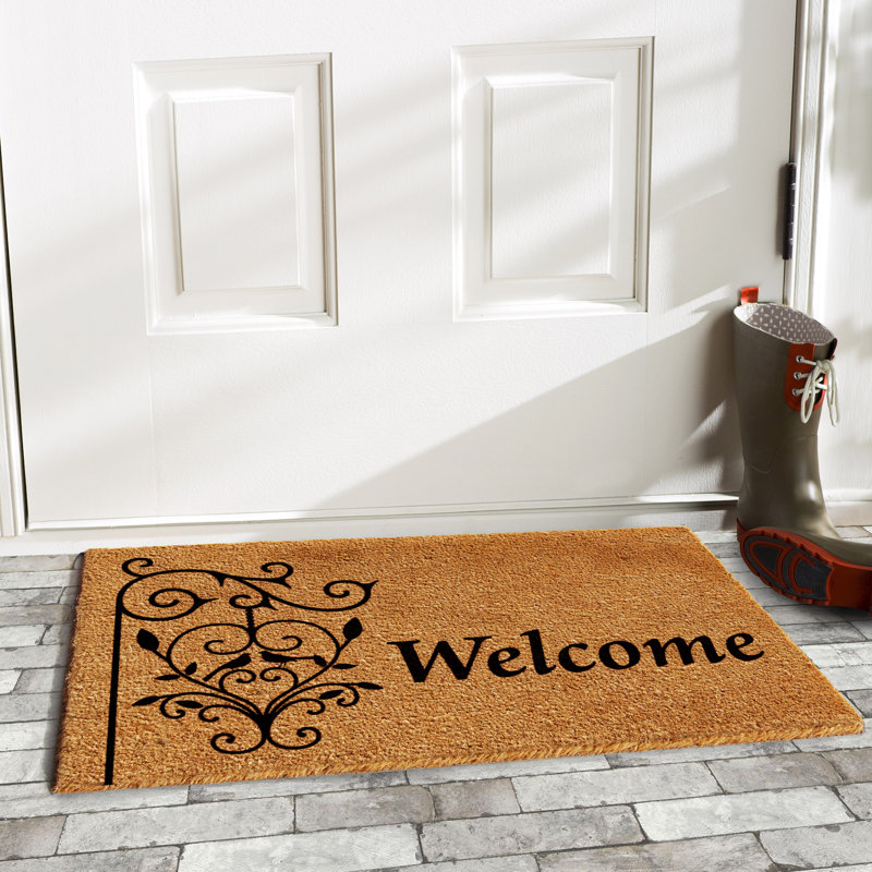 Tapis de porte extérieur anti-dérapant welcome Warrenton, Rectangle 1 pi 4 po x 2 pi 4 po