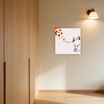 Colorful Bubble Elephant, Unframed, Wall Art Mural, 16X16