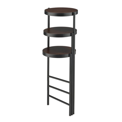 Support pour plante pliable 3 niveaux noir et noyer