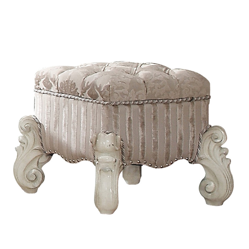 Tabouret de meuble-lavabo pour chambre à coucher avec coussin élégant et bordure rectangulaire en tissu