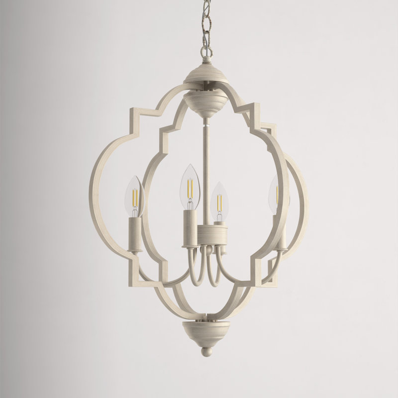 Guarino 4-Light Dimmable Geometric Chandelier, Weathered Dove, 82" H x 16" W x 16" D