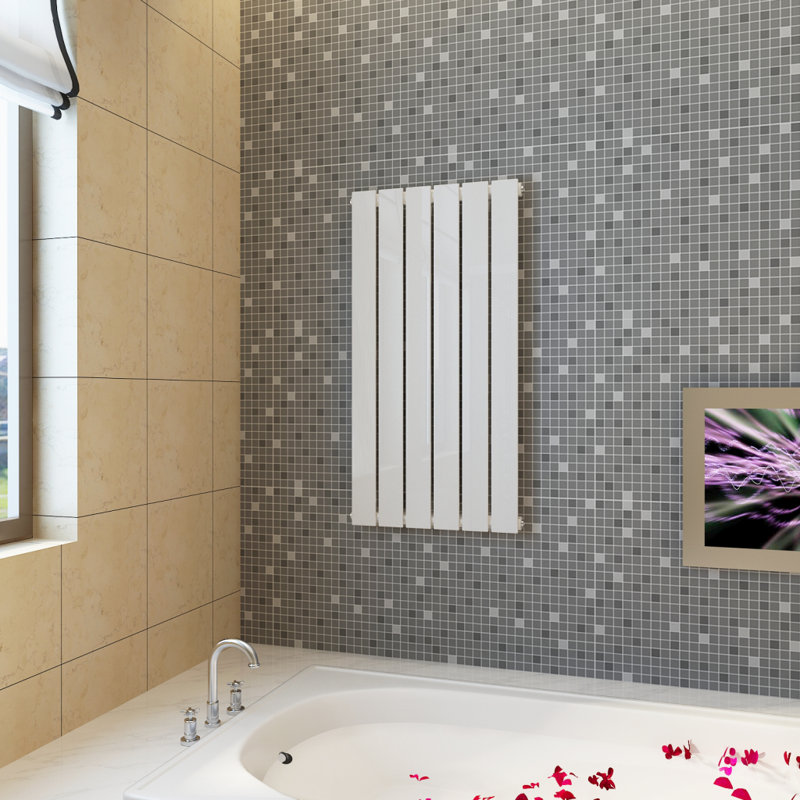 Modern Heating Flat Panel Single Radiator Vertical White Multi Sizes, 90cm H x 46.5cm W