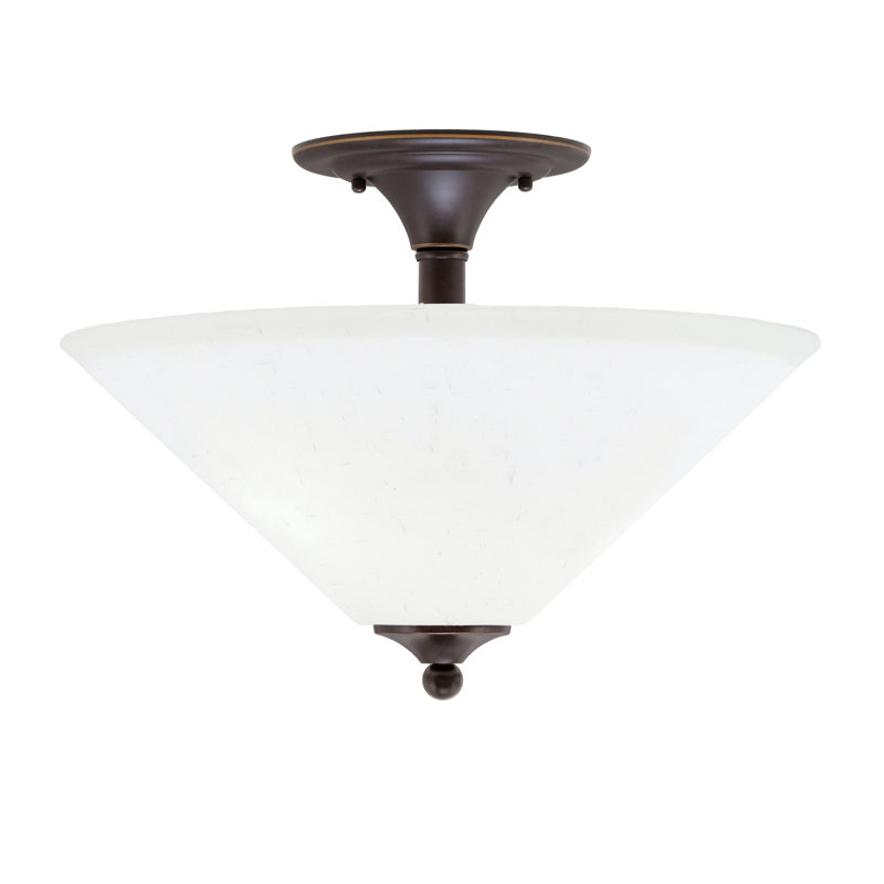 Mannheim Semi-Flush 2 Bulbs With Glass, White Muslin, Dark Granite 