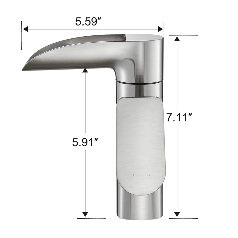 Waterfall Single Handle Single Hole Bathroom Faucet, Nickel