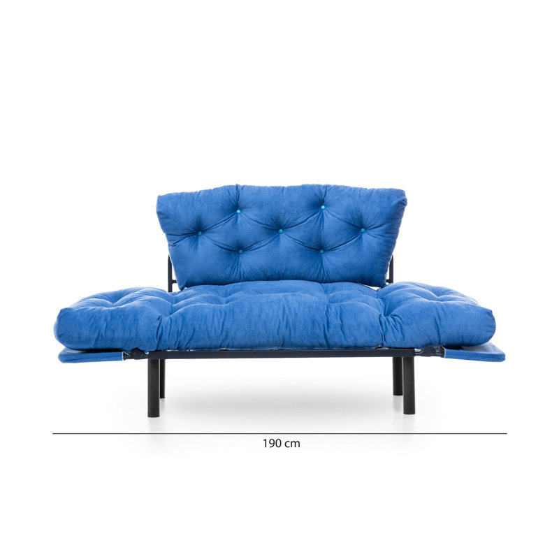 Canapé-lit à accoudoirs évasés 74,8 po Costelli, Polyester bleu