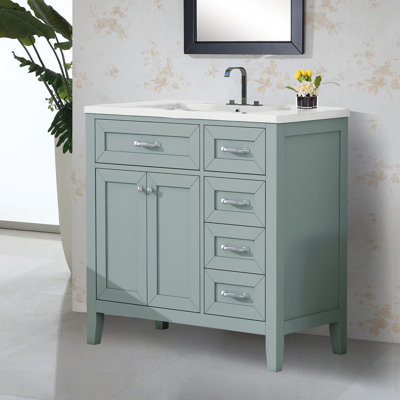 Bathroom Vanity With Ceramic Sink,solid Frame And Mdf Board