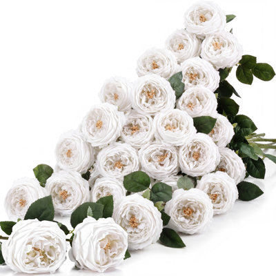 Paquet de 20 roses artificielles artificielles à longue tige pour mariage Saint-Valentin