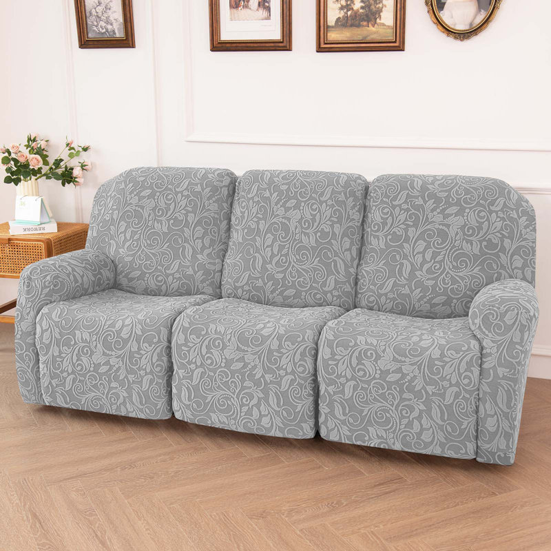 Housse tricotée pour fauteuil inclinable en jacquard, Polyester gris clair
