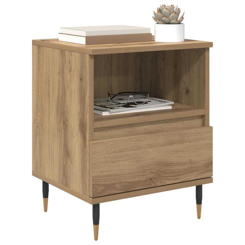 40cm W Manufactured Wood Bedside Table, Artisan Oak