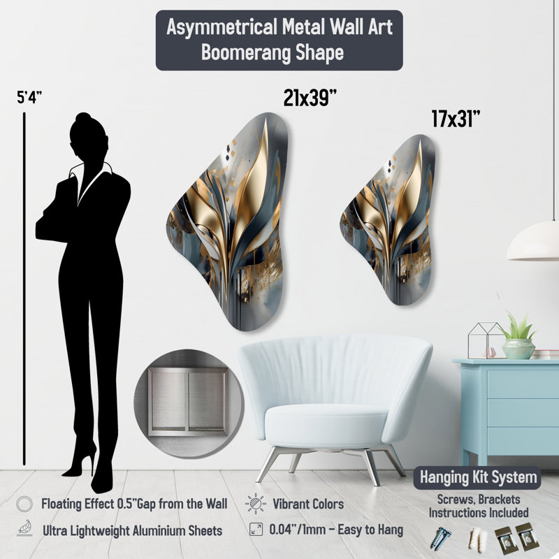 Hanschen - Art mural asymétrique en forme de pin en forme de pin, H 31 po x l 17 po x P 1 po