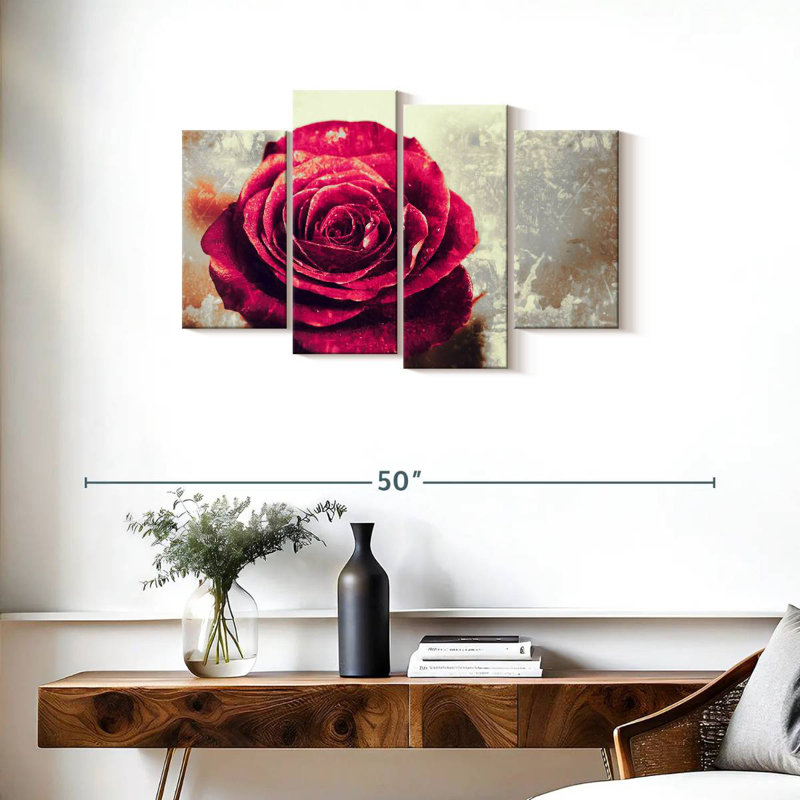 Harnek Textured Grunge Rose, 22'' H x 36'' W