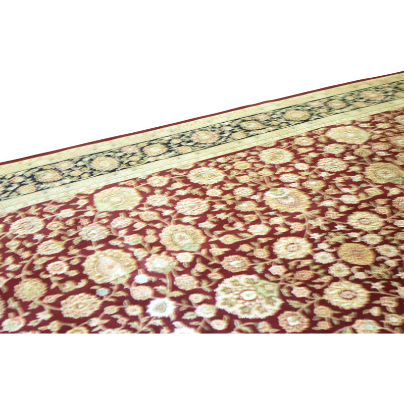 Hand Knotted Area Rug in Red And Black