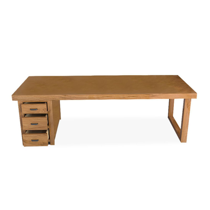 Bureau de direction rectangulaire en bois massif avec tiroirs Burlywood, H 29,53 po x l 94,49 po x P 27,56 po