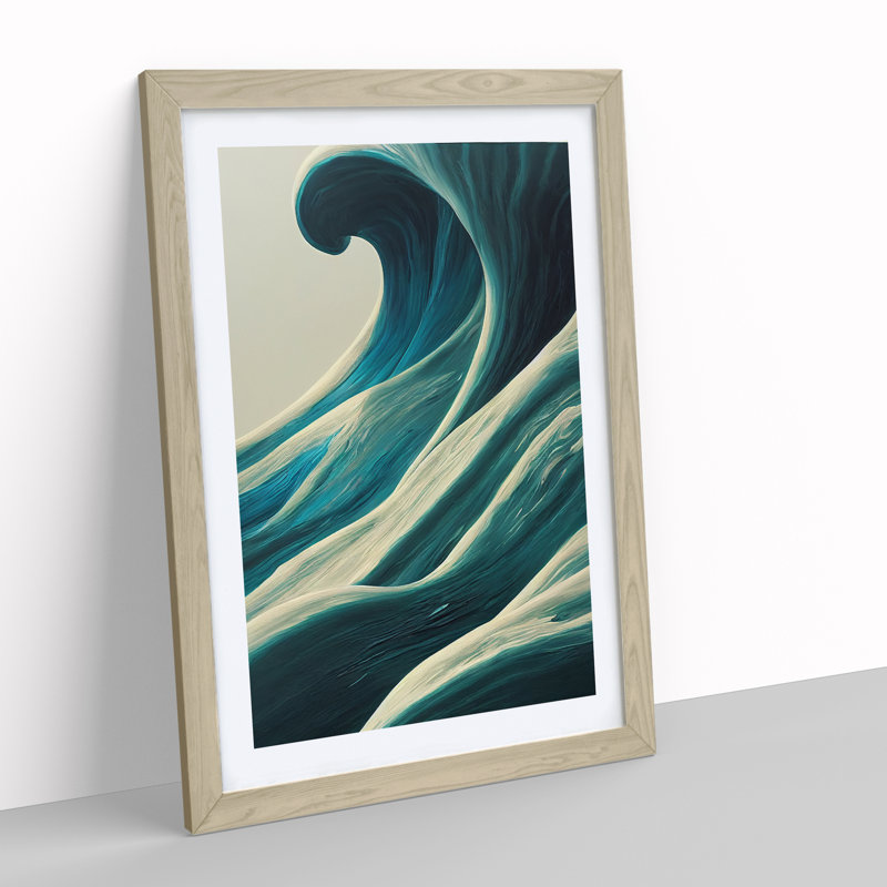 Majestic Ocean Wave - Framed Print, 34cm H x 25cm W x 2cm D, Oak