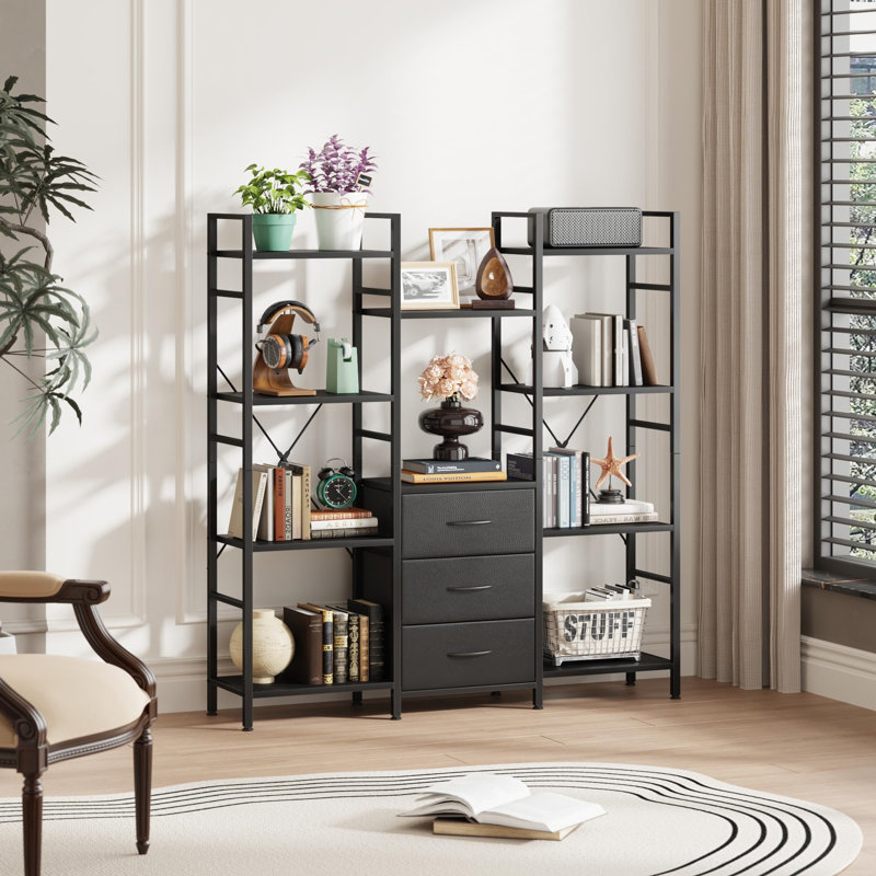 142cm H Metal Book Cabinet Bookcase, Black