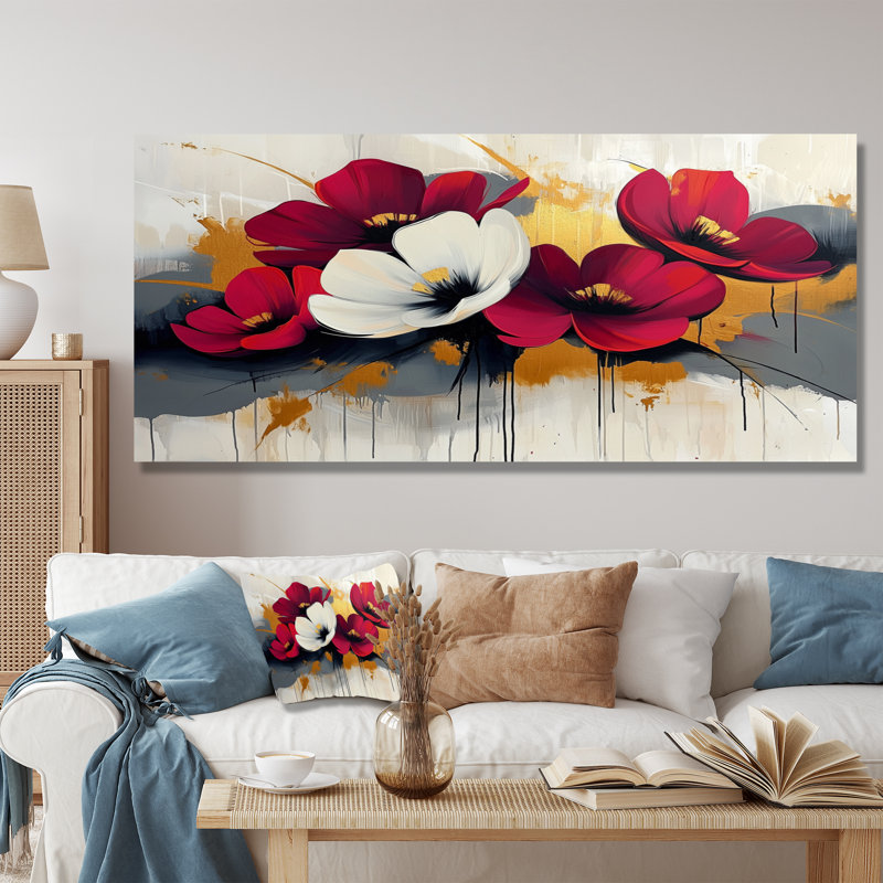 Art mural blanc blanc et bleuet Meadows, Toile tendue sur cadre, H 28 po x l 60 po, Ne s’applique pas
