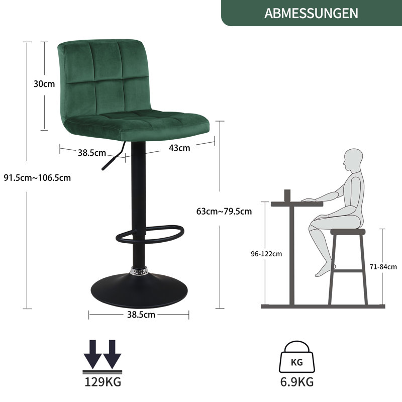Paynter Swivel Adjustable Height Stool, Dark Green
