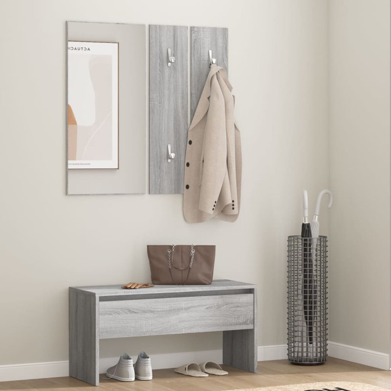 Ivens vidaXL Hallway Furniture Set Engineered Wood, Grey Sonoma