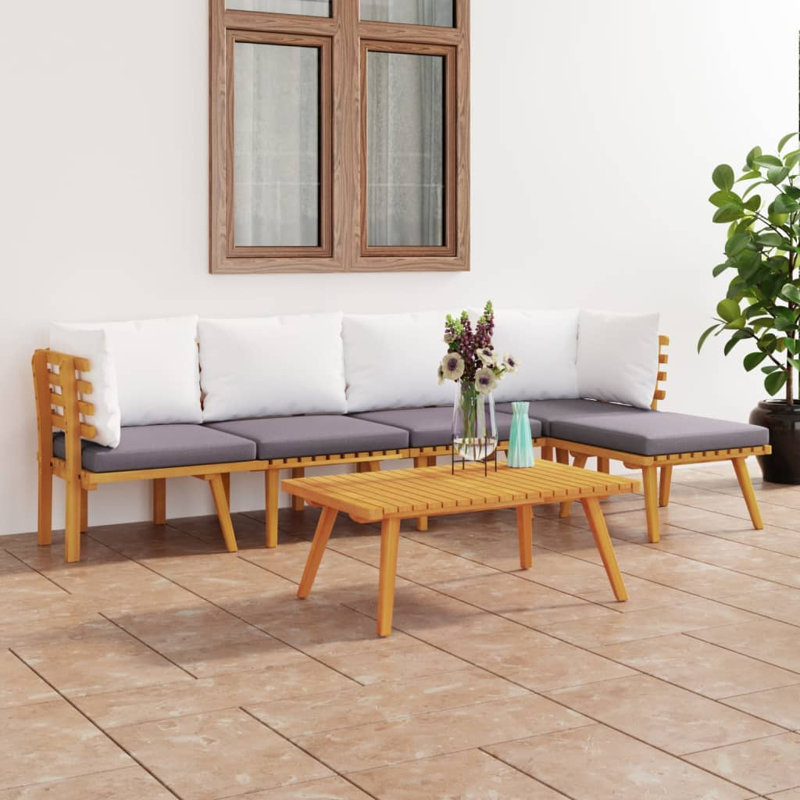 Ensemble de salon de jardin d'extérieur gris foncé et blanc