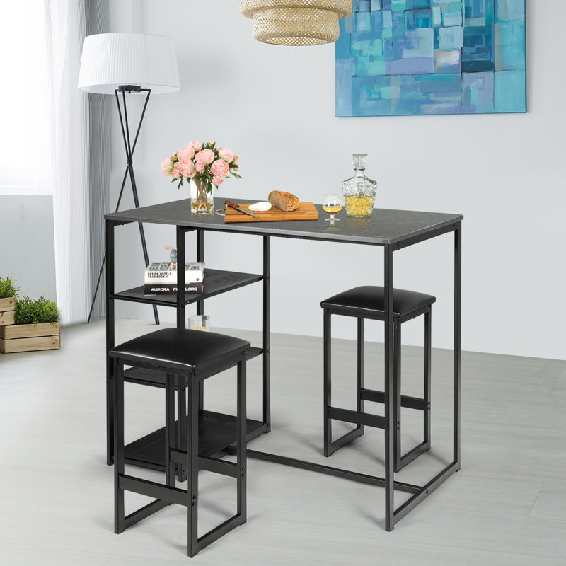 Heinrike Dining Set, Black, Black, Black